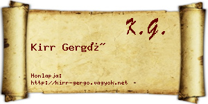 Kirr Gergő névjegykártya